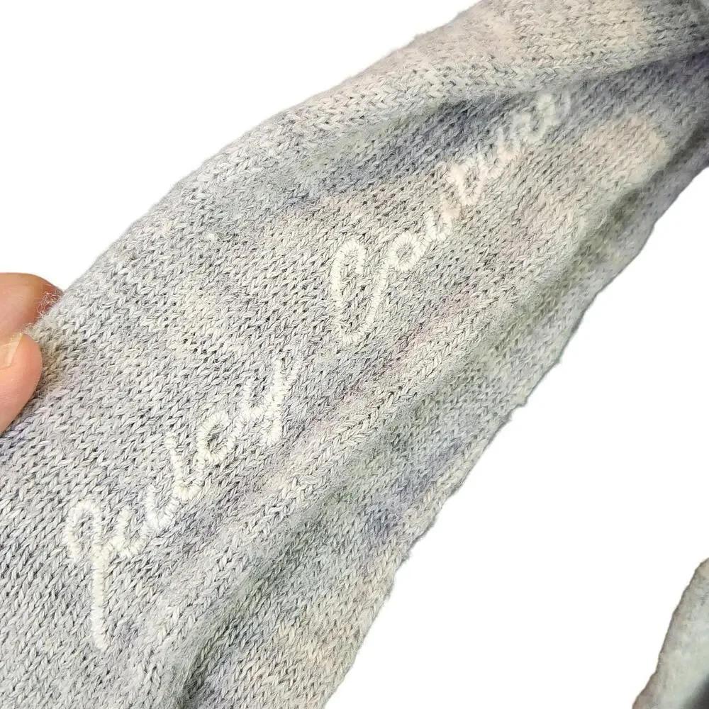 Juicy Couture Gray Knit Scarf Faux Fur Pompoms Bow Y2K 2000s Retro